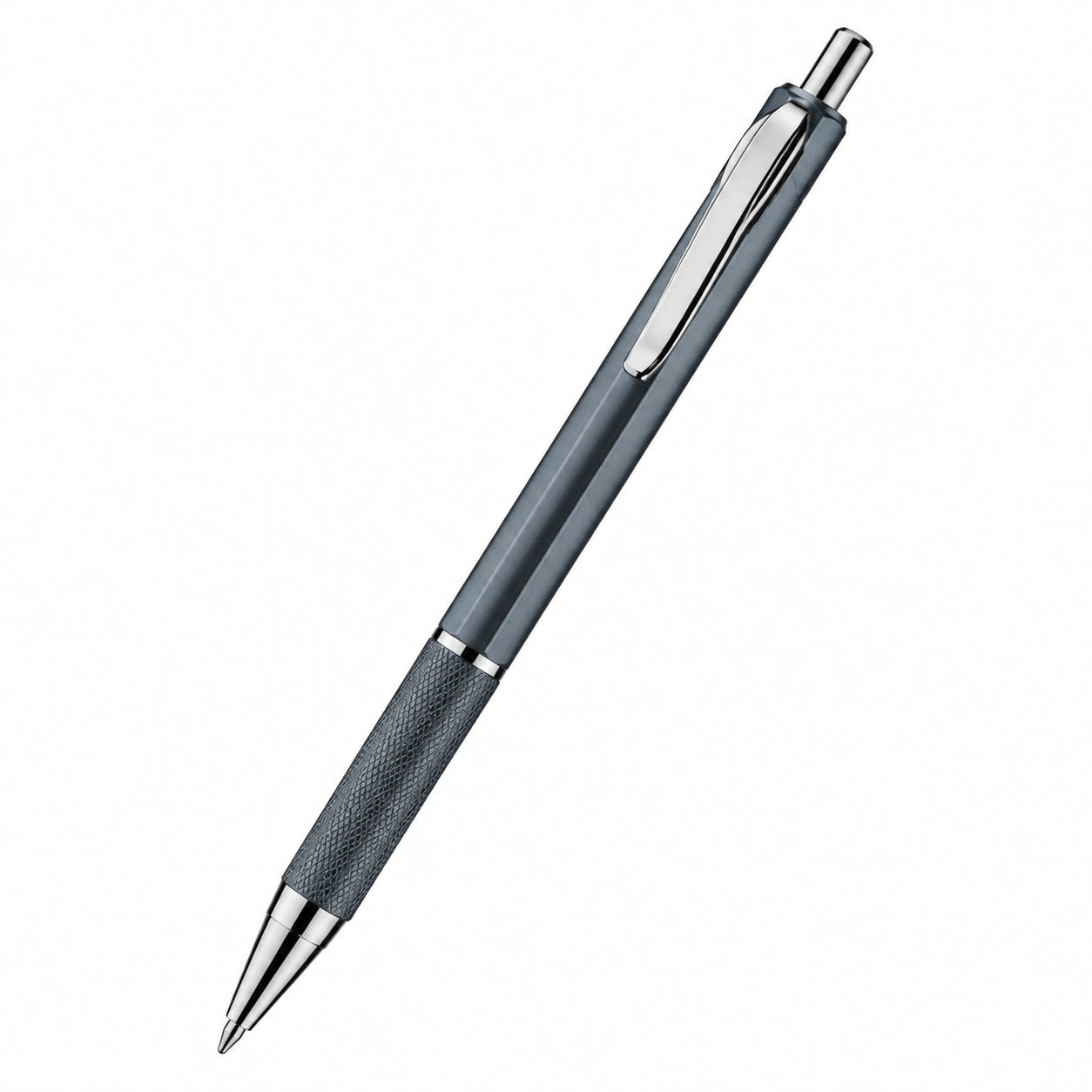 Bolígrafo retráctil gris con punta de bola 1mm