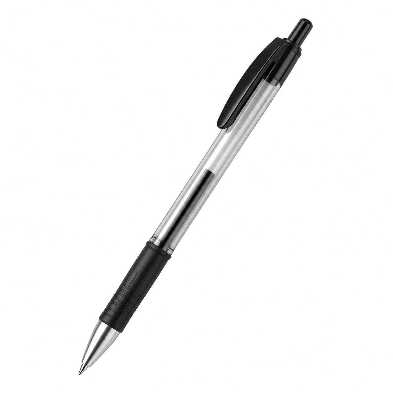 Bolígrafo Retráctil Transparente de Tinta Negra 1.0mm