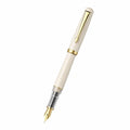 Pluma estilográfica elegante de color blanco y dorado