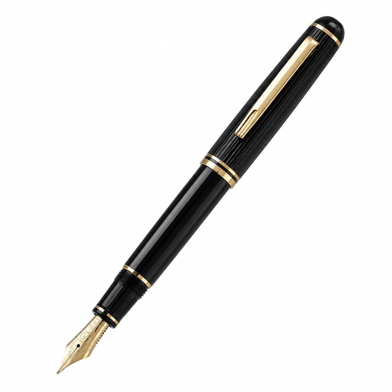 Pluma Estilográfica de Lujo Negra y Dorada