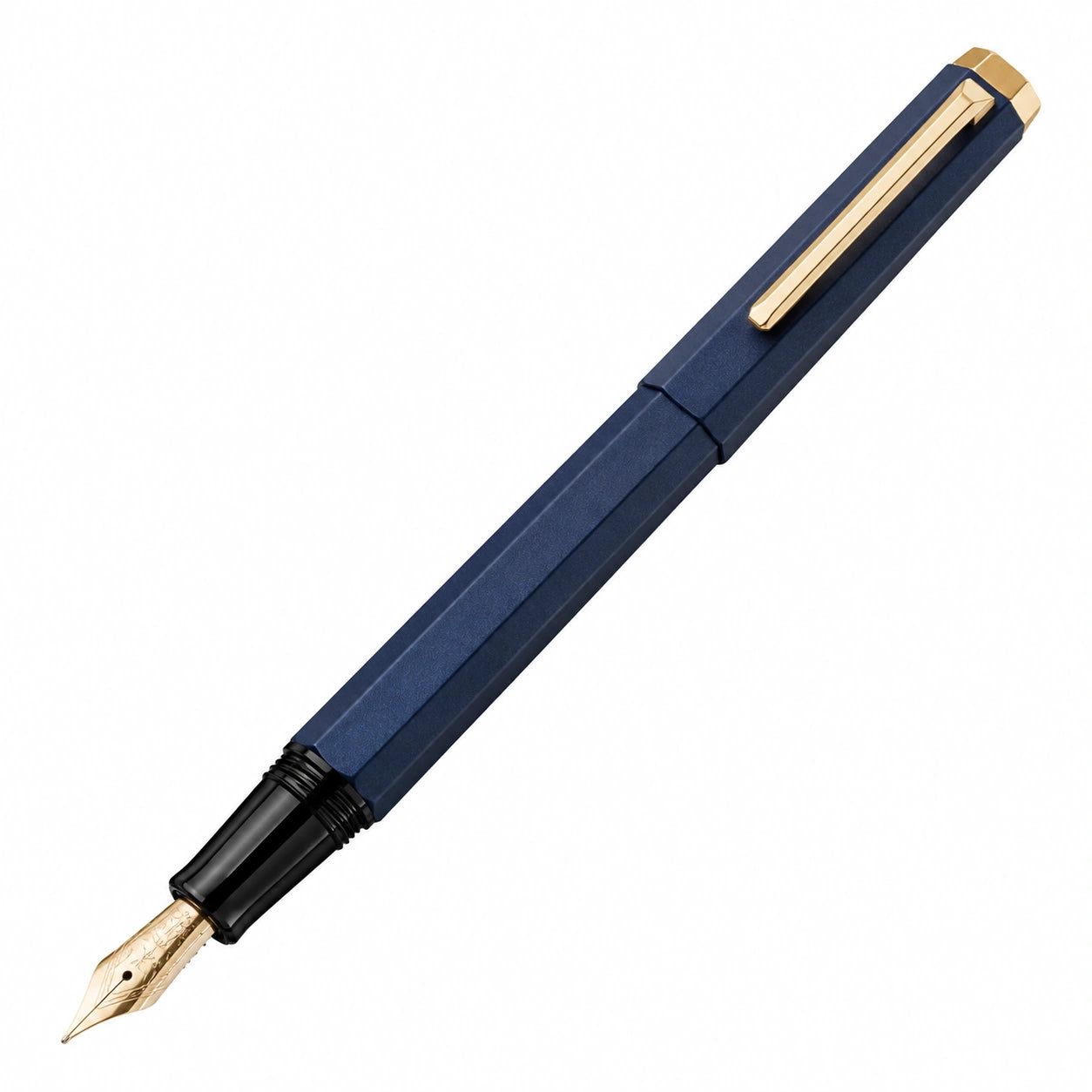 Pluma Estilográfica Azul con Detalles Dorados