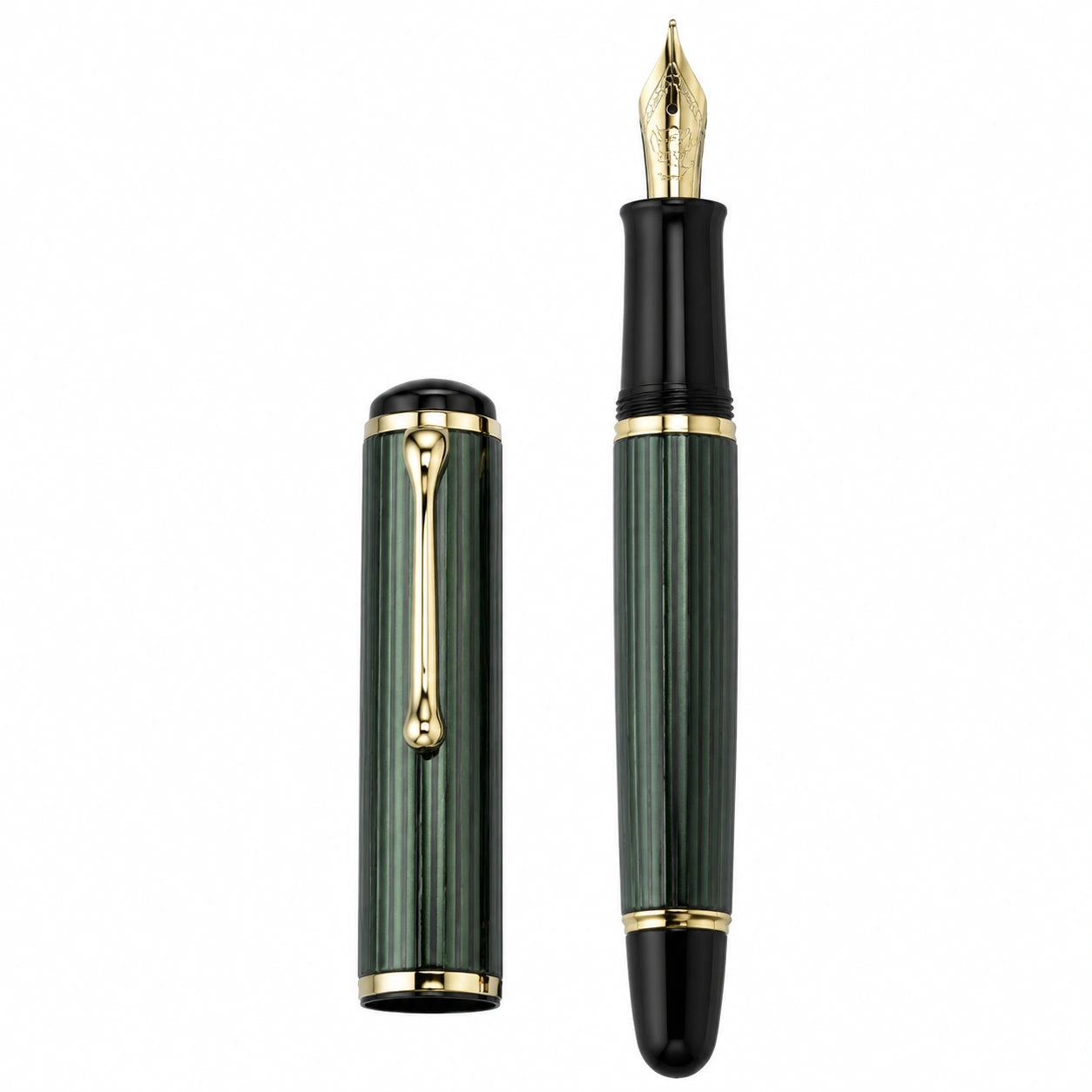 Pluma Estilográfica Verde con Detalles Dorados