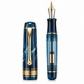 Pluma Estilográfica Azul Translúcido con Detalles Dorados