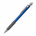 Portaminas azul con grip ergonómico, clip metálico y punta 0.5 mm